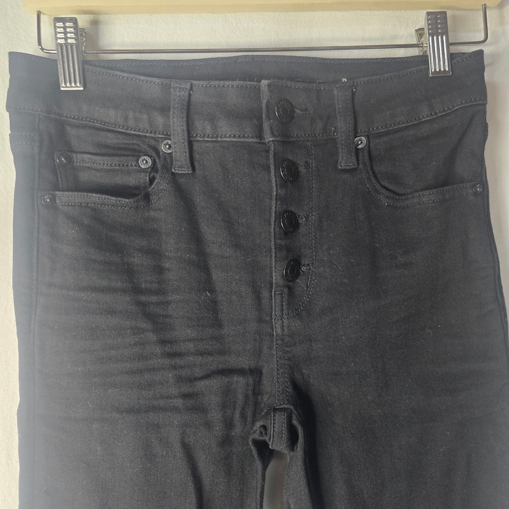 American Eagle Festival Flare Jeans Women 4 Black Denim Stretch Retro Boho 70s - Picture 3 of 7